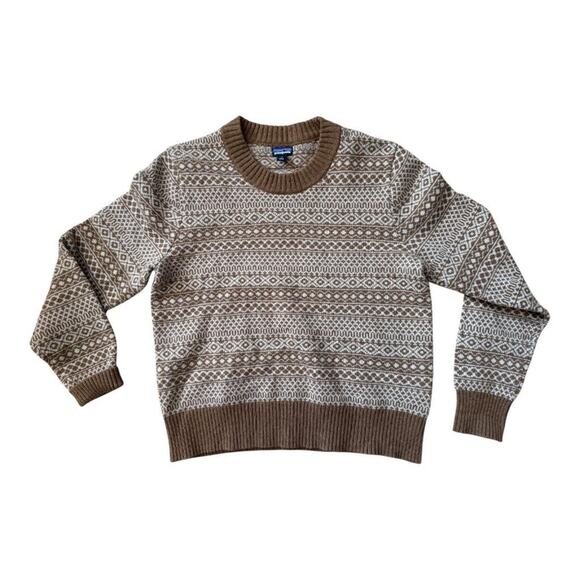 Patagonia Recycled Wool Blend Crew Neck Sweater Fireside Shelter Women Medium - Picture 1 of 4